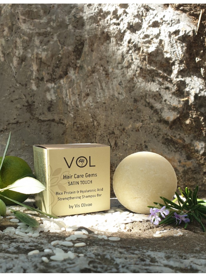 satin touch solid shampoo شامبو صلب "ساتين تاتش" بخلاصة الأرز وحمض الهيالورونيك Satin Touch Rice & Hyaluronic Acid Solid Shampoo - الصورة 1